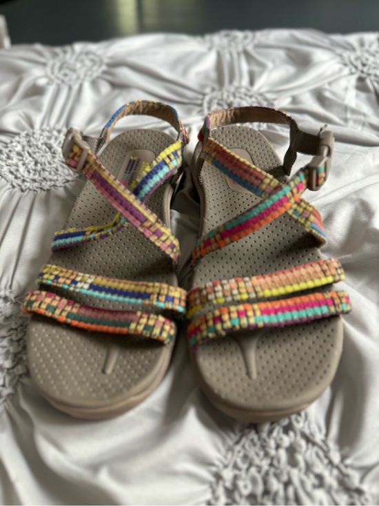 Skechers Shoes - Skechers woman’s Beige Sandals with Multicolor Woven Straps